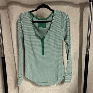 Aerie Green/White XL Henley, NWT